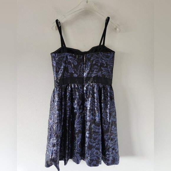 AIDAN MATTOX | Fit And Flare Sequin Dress Navy Black Sz 8 - Picture 4 of 8